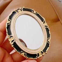 Metal Frame Enamel Makeup Mirror Mini Crystal Bow Mirror Lolita Embossment Mirror  Touch-ups Style 7