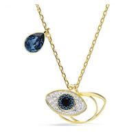Swarovski Symbolica Devil's Eye Pattern Hollow Pendant Crystal Necklace Women's Gold 5692178 auksas