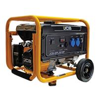 JCB benzininis generatorius atsarginiam maitinimui 3.6kW 230V vienfazis AVR rankinis paleidimas 15L bakas ratai JCB-GPL3610P