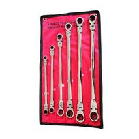 Long Double End Ratcheting Wrench Set with Flexible Head Metric Ratchet Wrenches Set 72-Tooth 6PCS Set 1 red