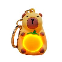 Eye Catching Capybara Key Pendant Playful Light Up Capybara Key Chain Pendant Charm for Backpacks and Everyday Use oranžinė