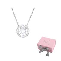 Swarovski Una Faux Crystal Stone Necklaces Womens White F (One Size Fits All)-Pink bow gift box platina
