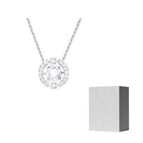 Swarovski Una Faux Crystal Stone Necklaces Womens White F (One Size Fits All)-Camellia Embossed Gift Box platina