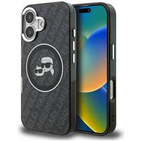 Karl Lagerfeld IML Glitter Karl & Choupette Heads Logo MagSafe Case for iPhone 16 - Black