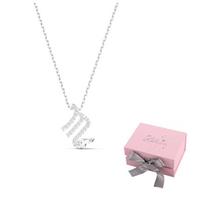 Swarovski Zodiac II Scorpio Metal Constellation Necklace Womens Silver F-Pink bow gift box sidabras
