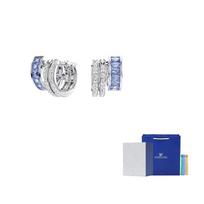 Swarovski Synthetic Cubic Zirconia Earrings Womens Blue F-Camellia Embossed Gift Box mėlyna