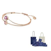 Swarovski Chroma Rose Gold tone Plated Bracelets Womens Rose Gold F-Branded gift bag rožinio aukso spalvos
