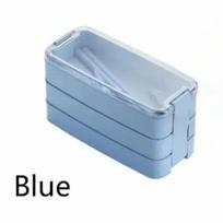 Nordicstyle Hygienic Lunch Box 3-layer Wheat Straw Bento Box Microwave Oven Tableware Food Storage Container Self-contained Food mėlyna
