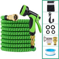 BEAR FORCE 2.5M Expandable Garden Hose with 10 Spray Patterns Nozzle, Leak-proof, 3X Flexible Water Hose, for Car Wash, Garden Watering žalia