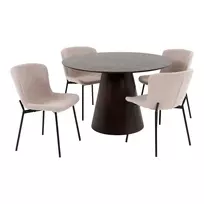 Riešutmedžio apvalus valgomojo komplektas | 48/90 x 75/83 x 59/120 cm | Ruda | Smėlio