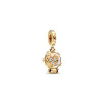 Pandora Love Snowflake Snow Globe Gold Plated Copper Silver Alloy Glass Synthetic Cubic Zirconia Pendant Women's Gold 762825C01 sidabras