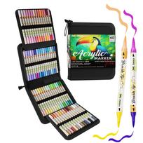 JMC Jimico Soft Dual Tip Acrylic Paint Markers Set - 60 Pens (120 Colors) for Illustration, Scrapbooking, Canvas & Craft Art pilka spalva