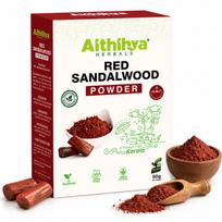 'Aithihya Žolelės Raudonasis Sandalas' (Lal Chandan) Veido Kaukės Milteliai 50g | 100% Gryni & Natūralūs | Švytinti Oda, Spuogų Priežiūra | Rudo Įdegio Šalinimas & Odos Br
