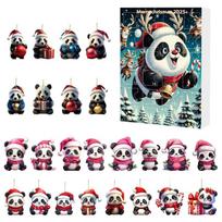 Premium-For Home Decor Christmas Advent Calendar With Santa Hats Acrylic Mini Xmas Tree Panda Pendant For Home& Garden Decoratio