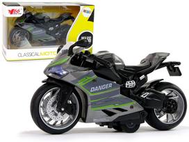 Sportinis motociklas su garso ir šviesos efektais, 1:12, pilkas/žalias