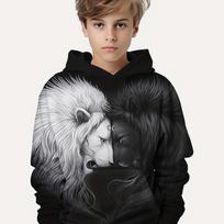 Animal Lion 3D Print Hoodie For Boy Pullover Casual Long Sleeve Hoodies Boys Girls Sweatshirts Fashion Jacket Kids Hoodies Tops 100CM