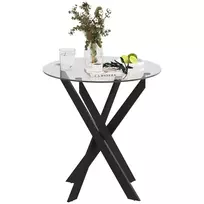 Apvalus Valgomojo Stalas 4 Asmenims | Grūdintas Stiklas Ø70x75cm | Juodas + Permatomas