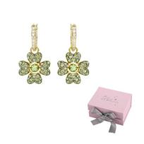 Swarovski paauksuoti auskarai moterims žali F-Pink bow gift box žalia