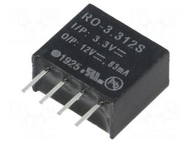 Converter: DC/DC | 1W | Uin: 2.97÷3.63VDC | Uout: 12VDC | Iout: 83mA
