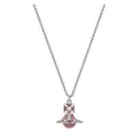 Vivienne Westwood Capucine Saturn lantern and begonia style necklace, same style for men and women, silver/rose pink 630203HN-02P639 sidabras