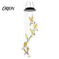 Energy Saving Outdoor Lights Hummingbird Solar Wind Chime Light, Color Changing Powered Chime, Garden Lamp Hanging LED for Outdoor, Garden, Courtyard geltona