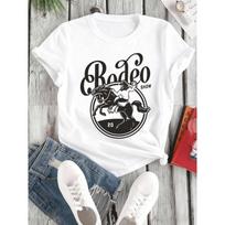 Rodeo Show 2023 Tee Women'S Crew Neck T-Shirts White Elegant High Quality Casual Regular Fit, Everyday Comfort, Comfortable Casualwear, S balta