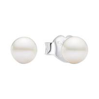 Pandora Logo design Freshwater Pearl Sterling Silver Stud Earrings Unisex Couple Style White 293168C01 sidabras