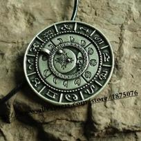viking retro The old moon phase talisman necklace rune pendant amulet jewelry sidabras