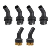 6 Pack Steam Cleaner Brush Heads Brass Nylon Brush Hair Attachments with Storage Box for Handheld Steam Machine Tile