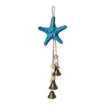 Metal Bells Starfish Wind Chime Resin Ocean Themed Hanging Ornament Beach Decor  Outdoor Decor Blue Star