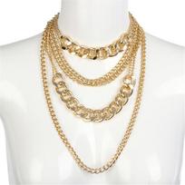 Women Hip Hop Jewelry Exaggerated  Multi-layer Punk Choker Pendant Necklace Thick Curb Chain auksas
