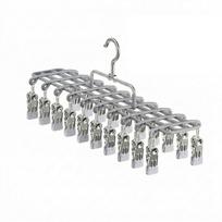 Heavy Duty 20 Clips Sock Drying Rack Stainless Steel Windproof Clothing Rack  Small Space pilka