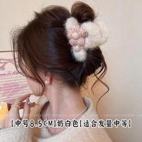 Plush flower grab clip autumn and winter shark clip hairpin back head coil hair clip hair accessories