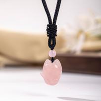 Natural crystal pendant, pink crystal, Dongling, Nine Tailed Fox necklace, jewelry rožinio kvarco spalva