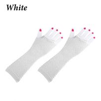Fashion Costume Holes Fingerless Hollow Out Mittens Fishnet Gloves balta