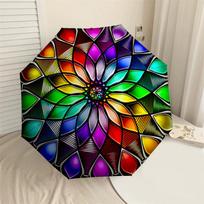 1PC mandala colorful Umbrella-8-Rib Reinforced, Automatic Open, Lightweight & Durable, Cute Fashion Accessory for Outdoor, Beach, or Casual Use, Beach