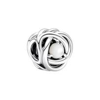 Pandora MOMENTS White Mother of Pearl Eternal Loop Charm Jewelry Accessories Women's Silver 790064C03 sidabras