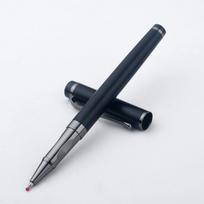 Luxury Black Metal Ballpoint Pen Set with High Gloss Silver Trim Custom Logo Executive Corporate Gift Pen juoda