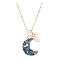 Swarovski Sublima Luna mėnulio formos dekoracija imituotas kristalas, imituoto perlo karoliai moterims mėlyni 5671585 mėlyna