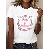 New Short-Sleeve T-Shirt for Women, A Summer Essential for Travel, Dates, Gifts, Vacations, and Beach Outings with Rose Text S balta