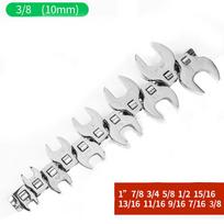 38 Inch Drive Crowfoot Wrench Set 11 Pc Carbon Steel Chrome Finish for Fastening and Loosening Nuts and Bolts in Confined Spaces