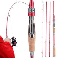 4 sekcijų Nešiojamoji meškerė, spiningo užmetimas, karpių ešerių meškerė, aukšta 99 % anglies dioksido. Spinning Fishing Rod raudona