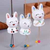 Rabbit Smile Doll Wind Chimes Sunny Doll Ceramic Hanging Antique Japanese-style Yard Garden Decoration Hanging Figurine