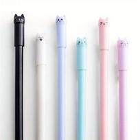 6 vnt./rinkinys Kawaii katės gelinis rašiklis 0,5 mm kūrybingas mielas neutralaus rašalo rašiklis biuro rašymo reikmenys 6PCS juoda
