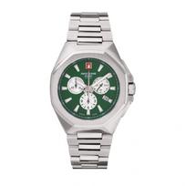 Swiss Alpine Military Typhoon Chrono Stainless Steel Green Dial Quartz 7005.9134 100M Men's Watch žalia