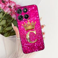 Skirta Motorola Moto G77 G67 5G dėklas XT2621-4 XT2621-2 Dangtelis Prabangus Karūnos raidės Minkštas juodas silikoninis telefono dėklas MotoG77 Funda Motorola Moto G67