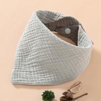 Four-Layer Pure Cotton Baby Bib: Absorbent, Stain-Proof, Crepe Texture for Infants & Toddlers šviesiai pilka spalva
