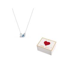 Swarovski padengti rodžiu, dirbtinio krištolo akmens gulės karoliai moterims mėlyni F-white gift box mėlyna