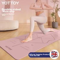 Yottoy Yoga Mat, Professional Natural Rubber, Non-Slip, Soundproof, Shock-Absorbing, Widened PU Sports Floor Mat, Light Smoke Pink