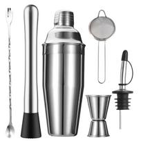Kokteilių plakiklio rinkinys su nerūdijančio plieno plakikliu namų barui ir vakarėliams 6pcs B gray